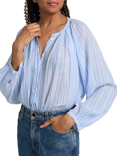 DÔEN Women's Jonie Striped Cotton Relaxed-Fit Top - Salerno Stripe | Thumbnail 6 DÔEN Women's Jonie Striped Cotton Relaxed-Fit Top - Salerno Stripe | Thumbnail 6