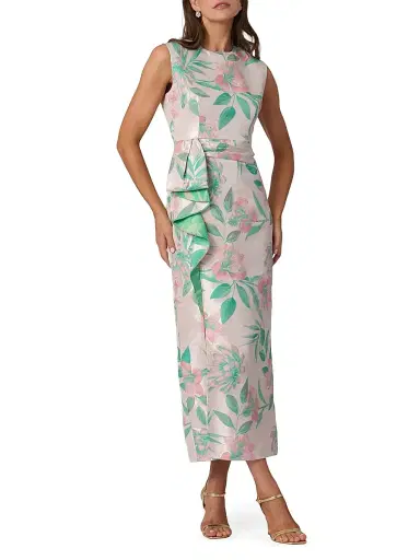 Shoshanna Women's Silvia Floral Cocktail Dress - Blush Kelly Green | Thumbnail 2 Shoshanna Women's Silvia Floral Cocktail Dress - Blush Kelly Green | Thumbnail 2