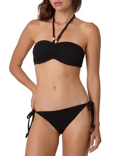 Shoshanna Women's Cinched Tieneck Bikini Top - Jet | Thumbnail 2 Shoshanna Women's Cinched Tieneck Bikini Top - Jet | Thumbnail 2
