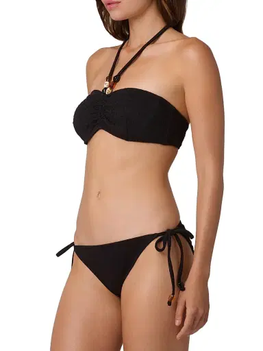 Shoshanna Women's Cinched Tieneck Bikini Top - Jet | Thumbnail 3 Shoshanna Women's Cinched Tieneck Bikini Top - Jet | Thumbnail 3