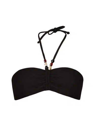 Shoshanna Women's Cinched Tieneck Bikini Top - Jet | Thumbnail 1 Shoshanna Women's Cinched Tieneck Bikini Top - Jet | Thumbnail 1