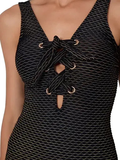 Shoshanna Women's Lace-Up One-Piece Swimsuit - Jet Gold | Thumbnail 4 Shoshanna Women's Lace-Up One-Piece Swimsuit - Jet Gold | Thumbnail 4