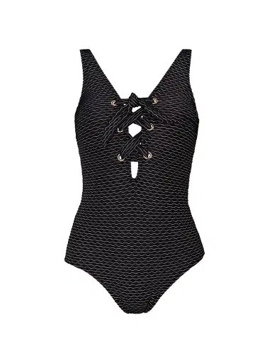 Shoshanna Women's Lace-Up One-Piece Swimsuit - Jet Gold | Thumbnail 1 Shoshanna Women's Lace-Up One-Piece Swimsuit - Jet Gold | Thumbnail 1