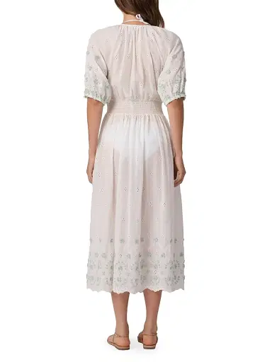 Shoshanna Women's Marisol Floral Embroidered A-Line Cover-Up Midi-Dress - Optic | Thumbnail 3 Shoshanna Women's Marisol Floral Embroidered A-Line Cover-Up Midi-Dress - Optic | Thumbnail 3