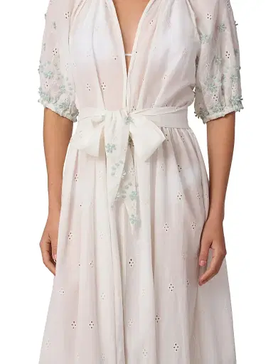 Shoshanna Women's Marisol Floral Embroidered A-Line Cover-Up Midi-Dress - Optic | Thumbnail 4 Shoshanna Women's Marisol Floral Embroidered A-Line Cover-Up Midi-Dress - Optic | Thumbnail 4