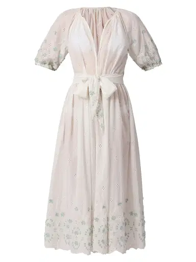 Shoshanna Women's Marisol Floral Embroidered A-Line Cover-Up Midi-Dress - Optic | Thumbnail 1 Shoshanna Women's Marisol Floral Embroidered A-Line Cover-Up Midi-Dress - Optic | Thumbnail 1