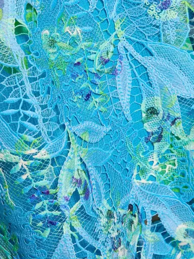 Ungaro Women's Parker Printed Lace Blouse - Azure Multi - Size Large | Thumbnail 7 Ungaro Women's Parker Printed Lace Blouse - Azure Multi - Size Large | Thumbnail 7