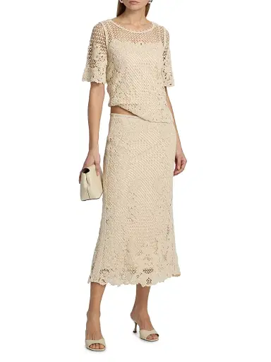 Kobi Halperin Women's Magnolia Crochet Blouse - Ecru | Thumbnail 2 Kobi Halperin Women's Magnolia Crochet Blouse - Ecru | Thumbnail 2