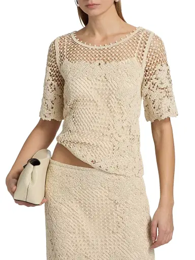Kobi Halperin Women's Magnolia Crochet Blouse - Ecru | Thumbnail 3 Kobi Halperin Women's Magnolia Crochet Blouse - Ecru | Thumbnail 3