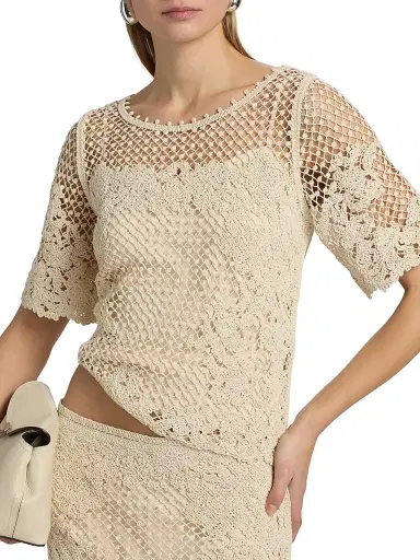 Kobi Halperin Women's Magnolia Crochet Blouse - Ecru | Thumbnail 6 Kobi Halperin Women's Magnolia Crochet Blouse - Ecru | Thumbnail 6