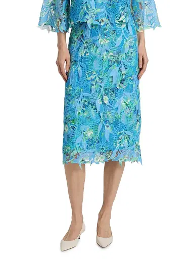 Ungaro Women's Harlow Printed Lace Midi-Skirt - Azure Multi - Size 12 | Thumbnail 3 Ungaro Women's Harlow Printed Lace Midi-Skirt - Azure Multi - Size 12 | Thumbnail 3