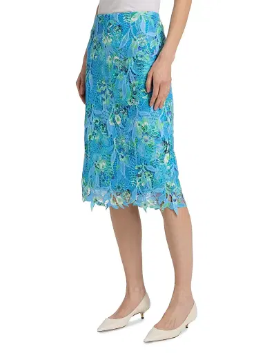 Ungaro Women's Harlow Printed Lace Midi-Skirt - Azure Multi - Size 12 | Thumbnail 4 Ungaro Women's Harlow Printed Lace Midi-Skirt - Azure Multi - Size 12 | Thumbnail 4