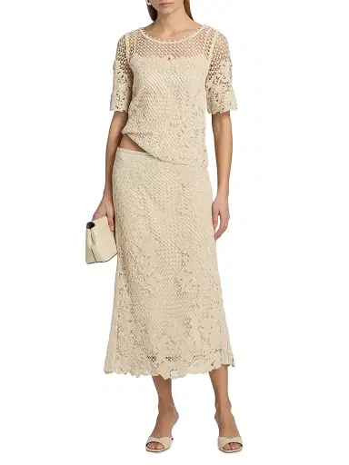 Kobi Halperin Women's Lainey Crochet Midi-Skirt - Ecru | Thumbnail 2 Kobi Halperin Women's Lainey Crochet Midi-Skirt - Ecru | Thumbnail 2