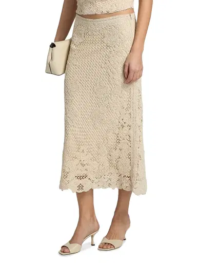 Kobi Halperin Women's Lainey Crochet Midi-Skirt - Ecru | Thumbnail 4 Kobi Halperin Women's Lainey Crochet Midi-Skirt - Ecru | Thumbnail 4