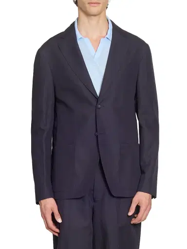 OFFICINE GÉNÉRALE Men's Michel Piedye Single-Breasted Blazer - Navy Ink - Size 46 | Thumbnail 3 OFFICINE GÉNÉRALE Men's Michel Piedye Single-Breasted Blazer - Navy Ink - Size 46 | Thumbnail 3