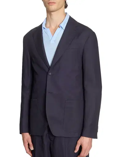 OFFICINE GÉNÉRALE Men's Michel Piedye Single-Breasted Blazer - Navy Ink - Size 46 | Thumbnail 6 OFFICINE GÉNÉRALE Men's Michel Piedye Single-Breasted Blazer - Navy Ink - Size 46 | Thumbnail 6