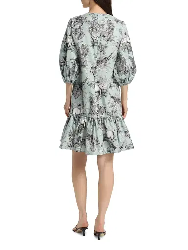 Maison Common Women's Safari Print Cotton Minidress - Mint Multi | Thumbnail 5 Maison Common Women's Safari Print Cotton Minidress - Mint Multi | Thumbnail 5