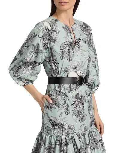 Maison Common Women's Safari Print Cotton Minidress - Mint Multi | Thumbnail 6 Maison Common Women's Safari Print Cotton Minidress - Mint Multi | Thumbnail 6
