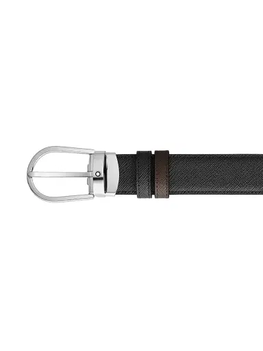 Montblanc Men's Horseshoe Reversible Leather Belt - Black | Thumbnail 2 Montblanc Men's Horseshoe Reversible Leather Belt - Black | Thumbnail 2