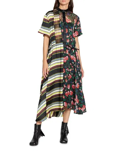 Sacai Women's Pattern Mix Shirtdress | Thumbnail 2 Sacai Women's Pattern Mix Shirtdress | Thumbnail 2