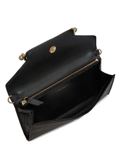 Strathberry Women's Multrees Croc-Embossed Leather Convertible Wallet-On-Chain - Mahogany And Black | Thumbnail 5 Strathberry Women's Multrees Croc-Embossed Leather Convertible Wallet-On-Chain - Mahogany And Black | Thumbnail 5