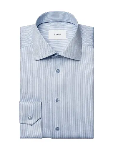 Eton Men's Striped Twill Contemporary-Fit Shirt - Blue - Size 18 | Thumbnail 1 Eton Men's Striped Twill Contemporary-Fit Shirt - Blue - Size 18 | Thumbnail 1