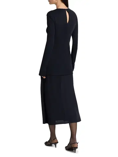 Jil Sander Women's Layered Drop-Waist Midi-Dress - Navy | Thumbnail 5 Jil Sander Women's Layered Drop-Waist Midi-Dress - Navy | Thumbnail 5
