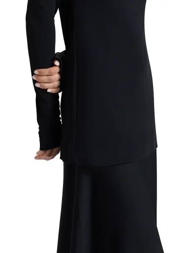 Jil Sander Women's Layered Drop-Waist Midi-Dress - Navy | Thumbnail 6 Jil Sander Women's Layered Drop-Waist Midi-Dress - Navy | Thumbnail 6