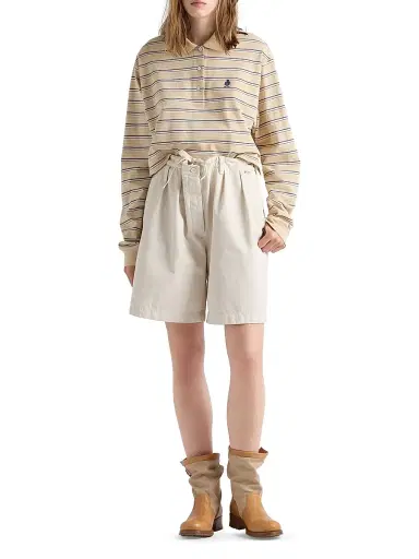 Prada Women's Striped Piqué Polo Shirt - Beige Khaki | Thumbnail 6 Prada Women's Striped Piqué Polo Shirt - Beige Khaki | Thumbnail 6