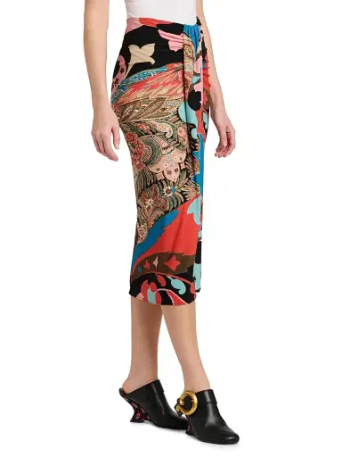 Etro Women's Paisley Lotus Print Knotted Pencil Skirt - Stamp Afdo Rosso | Thumbnail 4 Etro Women's Paisley Lotus Print Knotted Pencil Skirt - Stamp Afdo Rosso | Thumbnail 4