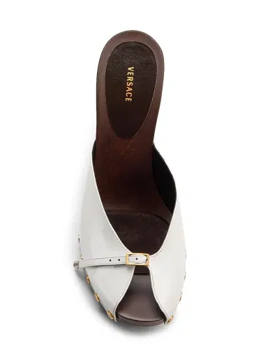 Versace Women's 105MM Studded Leather Clogs - Optical White Gold Palladium - Size 11 | Thumbnail 4 Versace Women's 105MM Studded Leather Clogs - Optical White Gold Palladium - Size 11 | Thumbnail 4