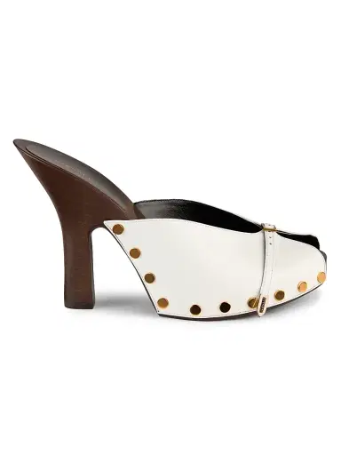 Versace Women's 105MM Studded Leather Clogs - Optical White Gold Palladium - Size 11 | Thumbnail 1 Versace Women's 105MM Studded Leather Clogs - Optical White Gold Palladium - Size 11 | Thumbnail 1