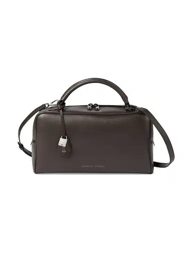 Brunello Cucinelli Women's Explorer Boston Top Handle Bag in Glossy Nappa Leather - Rust Brown | Thumbnail 1 Brunello Cucinelli Women's Explorer Boston Top Handle Bag in Glossy Nappa Leather - Rust Brown | Thumbnail 1