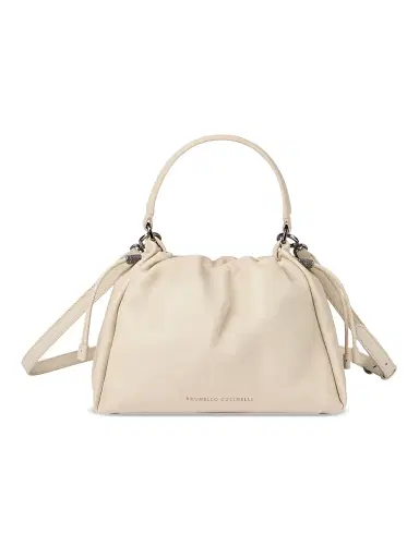 Brunello Cucinelli Women's Mellow Small Bucket Bag in Soft Leather with Monili | Thumbnail 1 Brunello Cucinelli Women's Mellow Small Bucket Bag in Soft Leather with Monili | Thumbnail 1