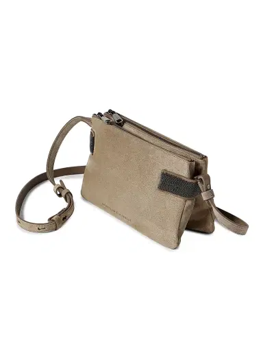 Brunello Cucinelli Women's Essence Mini Shoulder Bag in Suede with Precious Bands | Thumbnail 5 Brunello Cucinelli Women's Essence Mini Shoulder Bag in Suede with Precious Bands | Thumbnail 5