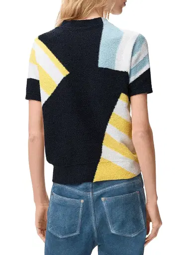 Loewe Women's Colorblock Striped Short-Sleeve Sweater - Blue Multi - Size Large | Thumbnail 4 Loewe Women's Colorblock Striped Short-Sleeve Sweater - Blue Multi - Size Large | Thumbnail 4