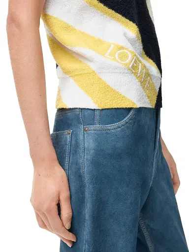 Loewe Women's Colorblock Striped Short-Sleeve Sweater - Blue Multi - Size Large | Thumbnail 5 Loewe Women's Colorblock Striped Short-Sleeve Sweater - Blue Multi - Size Large | Thumbnail 5