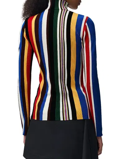 Loewe Women's Striped Slim Zip-Front Top - Red Multi - Size Large | Thumbnail 4 Loewe Women's Striped Slim Zip-Front Top - Red Multi - Size Large | Thumbnail 4