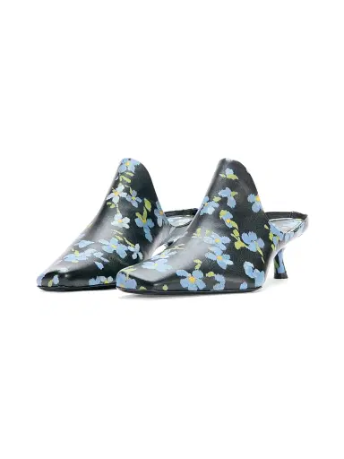 Loewe Women's Emily 45MM Floral Leather Mules - Black Blue - Size 9 | Thumbnail 2 Loewe Women's Emily 45MM Floral Leather Mules - Black Blue - Size 9 | Thumbnail 2
