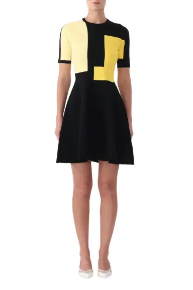 Jason Wu Collection COLORBLOCK KNIT MINI DRESS WITH FLARE SKIRT | Thumbnail 1 Jason Wu Collection COLORBLOCK KNIT MINI DRESS WITH FLARE SKIRT | Thumbnail 1