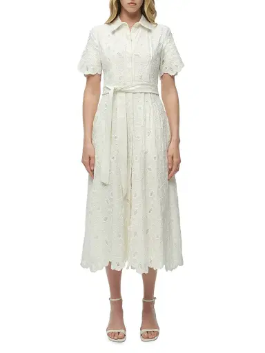 Simkhai Women's Audria Belted Midi-Shirtdress - Ivory - Size XS | Thumbnail 3 Simkhai Women's Audria Belted Midi-Shirtdress - Ivory - Size XS | Thumbnail 3