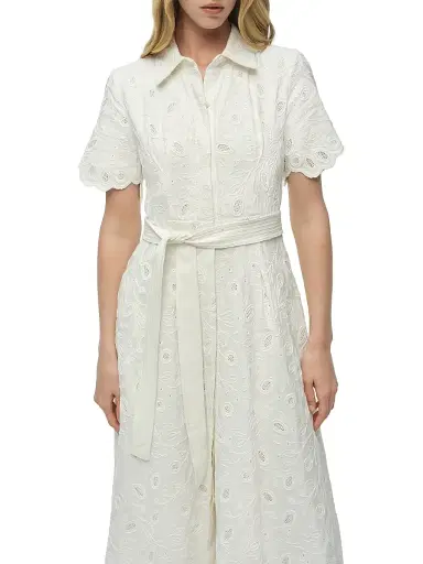 Simkhai Women's Audria Belted Midi-Shirtdress - Ivory - Size XS | Thumbnail 6 Simkhai Women's Audria Belted Midi-Shirtdress - Ivory - Size XS | Thumbnail 6