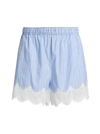 Simkhai Women's Contrast Lace-Trim Poplin Boxer Shorts | Thumbnail 1 Simkhai Women's Contrast Lace-Trim Poplin Boxer Shorts | Thumbnail 1