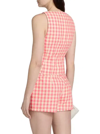 Cinq à Sept Women's Lovina Gingham Cotton Sleeveless Top - Sunset Blush | Thumbnail 5 Cinq à Sept Women's Lovina Gingham Cotton Sleeveless Top - Sunset Blush | Thumbnail 5