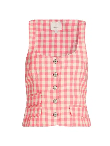 Cinq à Sept Women's Lovina Gingham Cotton Sleeveless Top - Sunset Blush | Thumbnail 1 Cinq à Sept Women's Lovina Gingham Cotton Sleeveless Top - Sunset Blush | Thumbnail 1