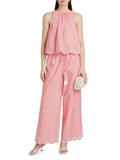 Cinq à Sept Women's Jessa Gingham Eyelet Cotton-Blend Top - Sunset Blush | Thumbnail 2 Cinq à Sept Women's Jessa Gingham Eyelet Cotton-Blend Top - Sunset Blush | Thumbnail 2