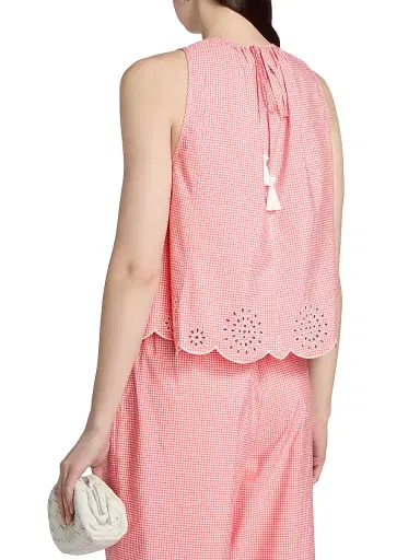 Cinq à Sept Women's Jessa Gingham Eyelet Cotton-Blend Top - Sunset Blush | Thumbnail 5 Cinq à Sept Women's Jessa Gingham Eyelet Cotton-Blend Top - Sunset Blush | Thumbnail 5