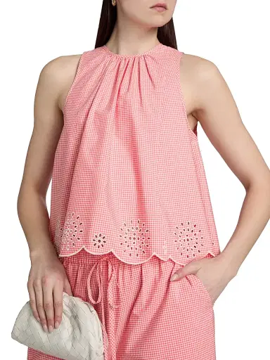 Cinq à Sept Women's Jessa Gingham Eyelet Cotton-Blend Top - Sunset Blush | Thumbnail 6 Cinq à Sept Women's Jessa Gingham Eyelet Cotton-Blend Top - Sunset Blush | Thumbnail 6