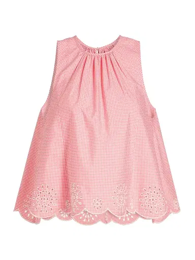 Cinq à Sept Women's Jessa Gingham Eyelet Cotton-Blend Top - Sunset Blush | Thumbnail 1 Cinq à Sept Women's Jessa Gingham Eyelet Cotton-Blend Top - Sunset Blush | Thumbnail 1