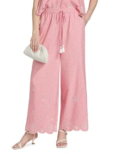 Cinq à Sept Women's Alba Eyelet Embroidered Gingham Cotton-Blend Pants - Sunset Blush | Thumbnail 3 Cinq à Sept Women's Alba Eyelet Embroidered Gingham Cotton-Blend Pants - Sunset Blush | Thumbnail 3